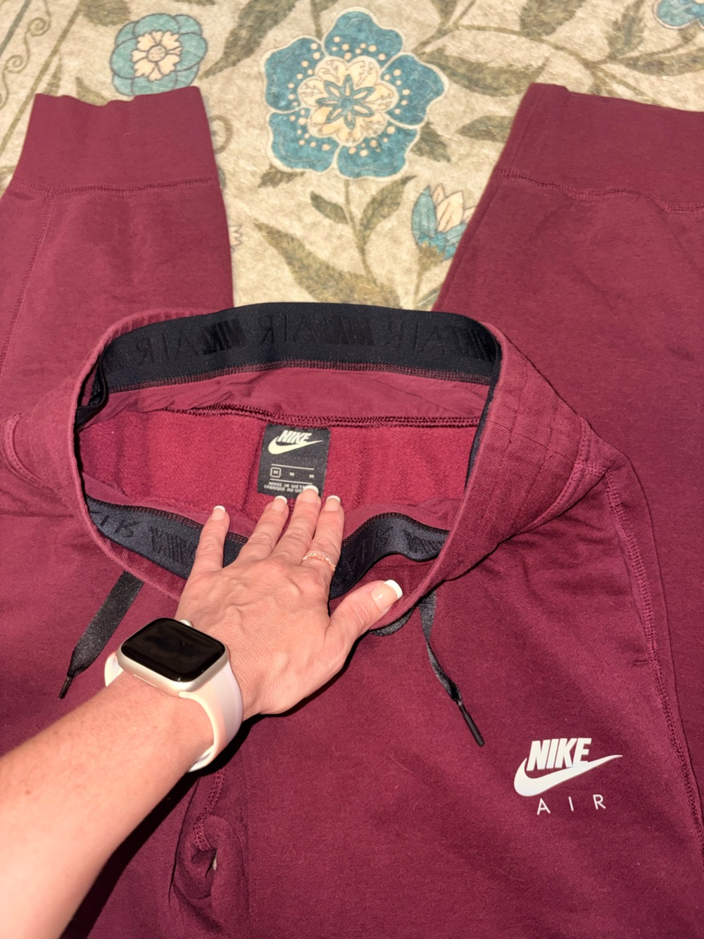 Nike Burgundy Pullover Hoodie with Black Trim